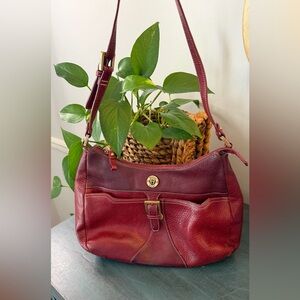 Vintage Etienne Aigner Pebbled Leather Shoulder Bag with Gold color buckle